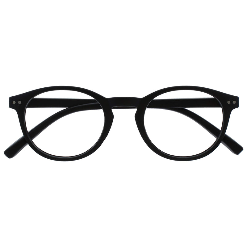 Opulize Zen Reading Glasses Small Round Frame Spring Hinges Scratch Resistant Matte Black Men Women R24-1 +1.00 Smooth Matte Black +1.00 Diopter - NewNest Australia