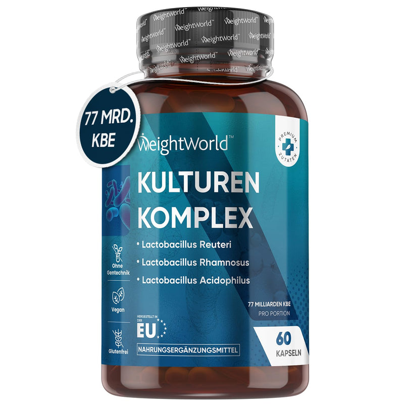 Culture Complex With 77 Billion Cfu - 20 Bacterial Cultures & Organic Inulin - Probiotics & Prebiotics - Gastric Juice Resistant & Vegan - 60 Intestinal Flora Capsules - Lactic Acid Bacteria - By - NewNest Australia