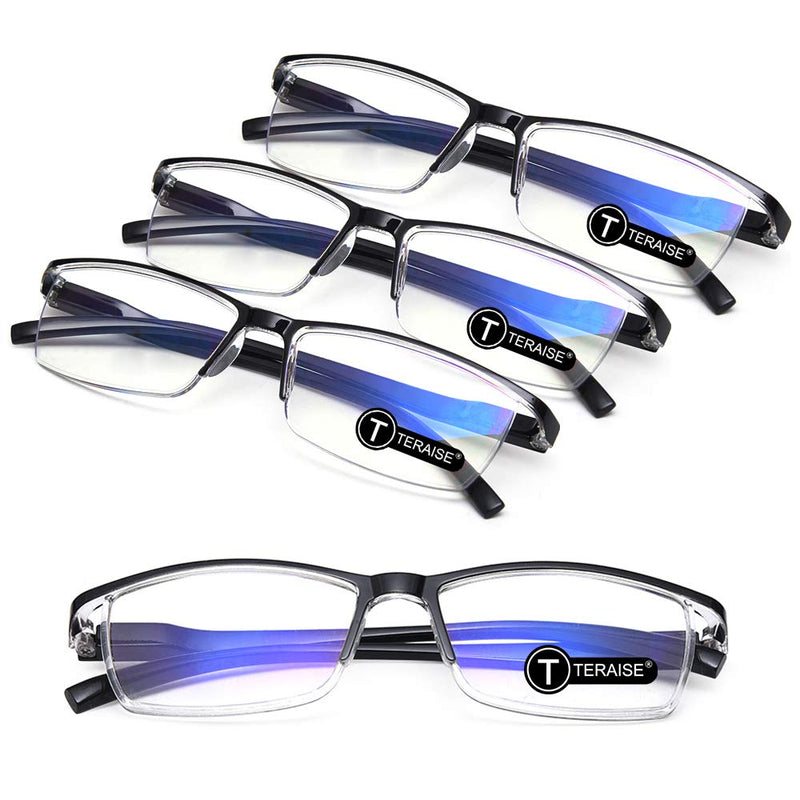 Teraise 4 Pieces Fashion Anti-Blue Light Reading Glasses Quality Reading Glasses For Reading For Men And Women Computer/Mobile Phone Blue Light Blocked Reader Glasses Frame For Reading Case Included. - NewNest Australia