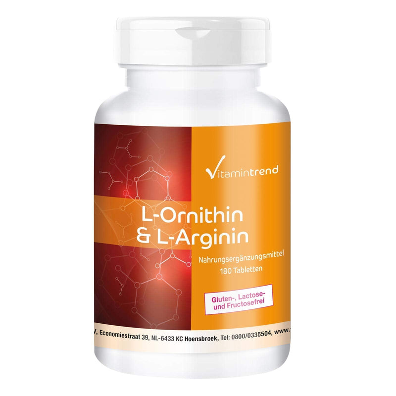 L-Ornithine & L-Arginine - 180 tablets - 2100 mg amino acids per daily dose - vegan - high dosage | Vitamintrend® - NewNest Australia