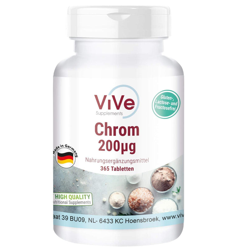 Chromium Picolinate - 200mcg Chromium - 365 tablets - High dosage - Vegan | Quality from Germany from ViVe Supplements - NewNest Australia
