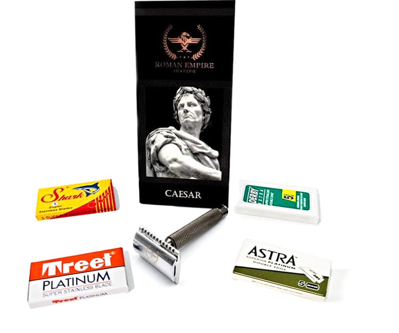 Roman Empire Shaving Caesar Red Brass Safety Razor - Elegant Safety Razor For Men And Women - Wet Razor Set Including 20 Razor Blades From Astra, Derby, Shark, Treet - Razor Set - NewNest Australia