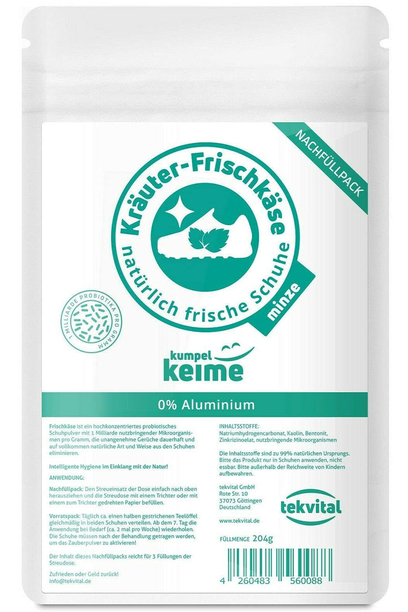 KUMPELKEIME herbal cream cheese shoe deodorant mint refill pack | The microbiological shoe powder | Shoe deodorant against foot odor | 204 grams | 18 months of neutral shoe climate - NewNest Australia