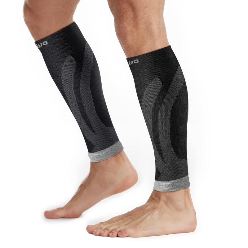 CAMBIVO 2 pairs of calf bandages, compression stockings for men and women, support stockings, compression socks, calf compression, calf leg warmers for sports, football, running, swelling, recovery L-XL grey - NewNest Australia