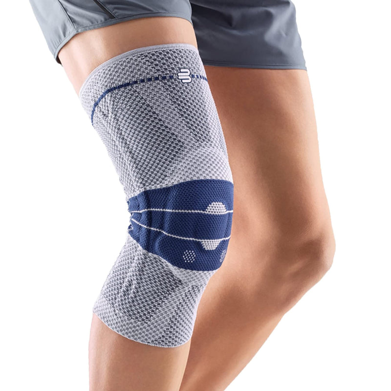 Bauerfeind GenuTrain unisex knee support for relief, stabilization and activation after injury, surgery or in chronic cases such as gonarthrosis (joint wear) or arthritis Titanium Size: 2 Without silicone edge - NewNest Australia