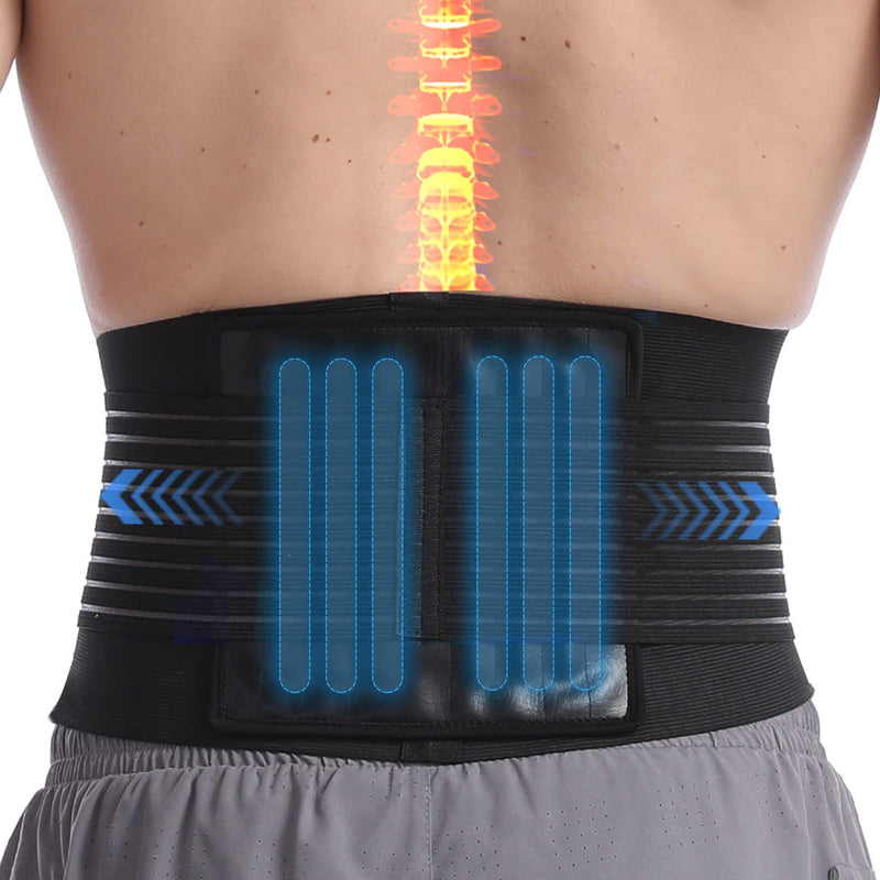 Lower Back Support Belt With 6 Bars Lumbar Support For Pain Relief, Adjustable Lower Back Support With Pu Support Straps For Sciatica, Scoliosis And Herniated Disc - NewNest Australia