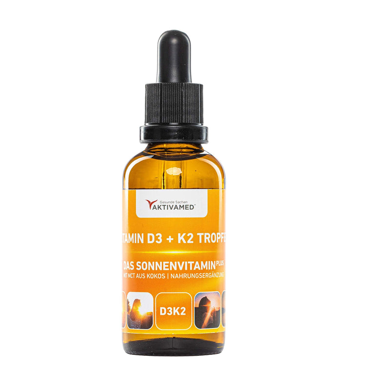 AKTIVAMED® Vitamin D3 + K2 drops 50ml liquid - Premium: 99.7+% All-Trans + highly bioavailable D3 - Laboratory tested, high dosage, for children and adults - NewNest Australia