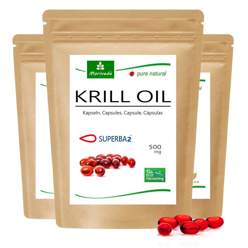 MoriVeda® Superba Premium Krill Oil - 1000mg with Astaxanthin I 180 capsules with revolutionary Omega 3 oil, antioxidants & vitamins I Certified by USDA, ISO & MSC I 3x 60 pieces 180 pieces (pack of 3) - NewNest Australia