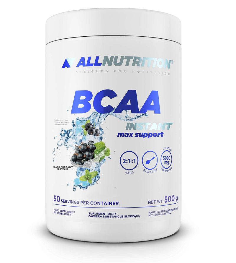 Allnutrition Bcaa Max Support Powder/Capsules Complex Of Branched Chain Amino Acids Glutamine Taurine Leucine Valine Isoleucine Muscle Regeneration 500 G Blackcurrant - NewNest Australia