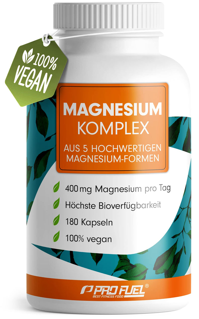 Magnesium complex 180 capsules, 400 mg elementary magnesium per day, 5 high-quality magnesium shapes: Magnesium Oxide, Citrate, Bisglycinate, Malate and Ascorbate, Optimal Bio-availability, 3 Month Supply - NewNest Australia