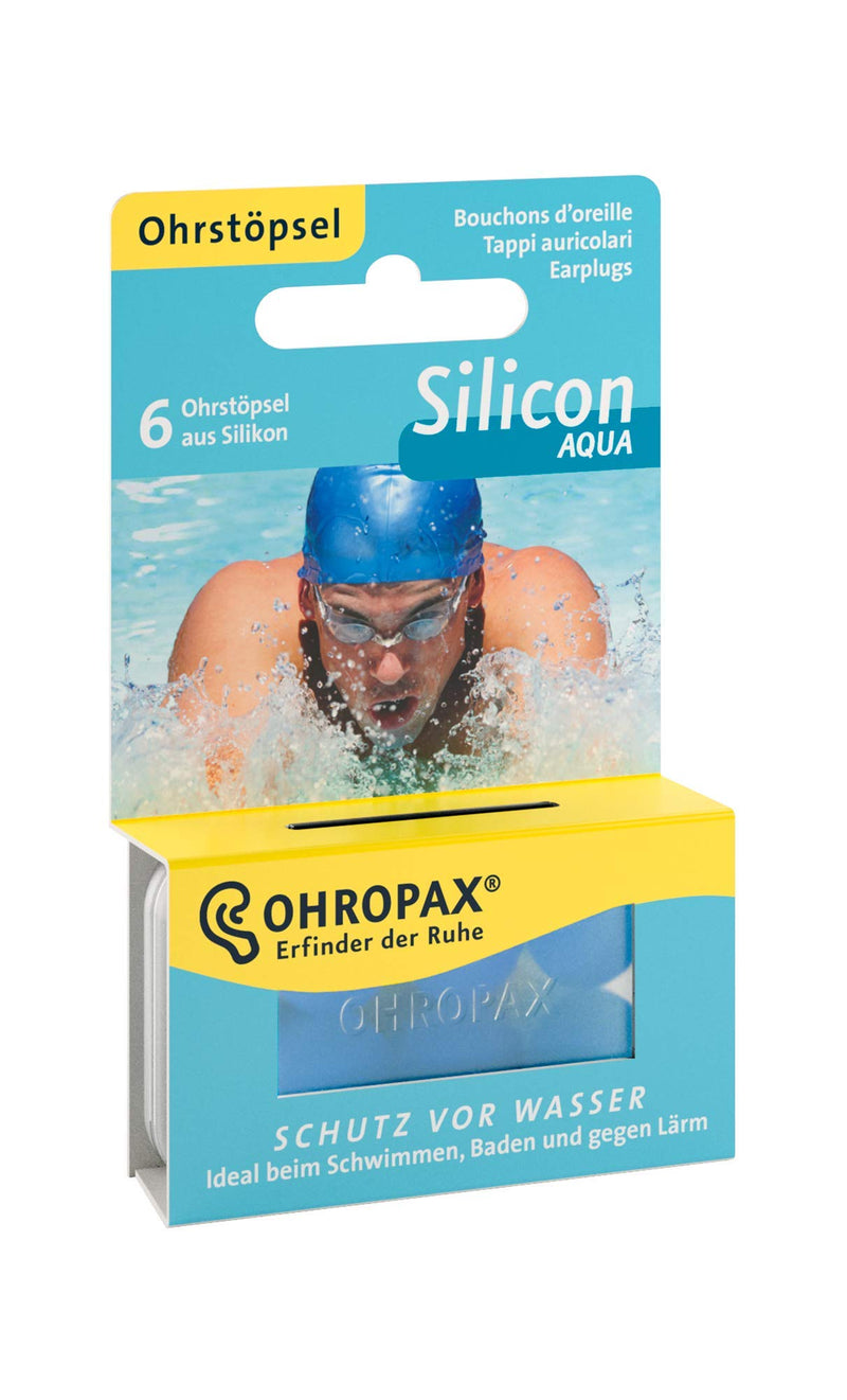 Ohropax Silicone Aqua Ear Plugs ‚ 1 X Pack Of 6 ‚ Waterproof Front Ear Plugs Made Of Skin-Friendly Silicone ‚ For Protection Against Water When Swimming ‚ Reusable - NewNest Australia