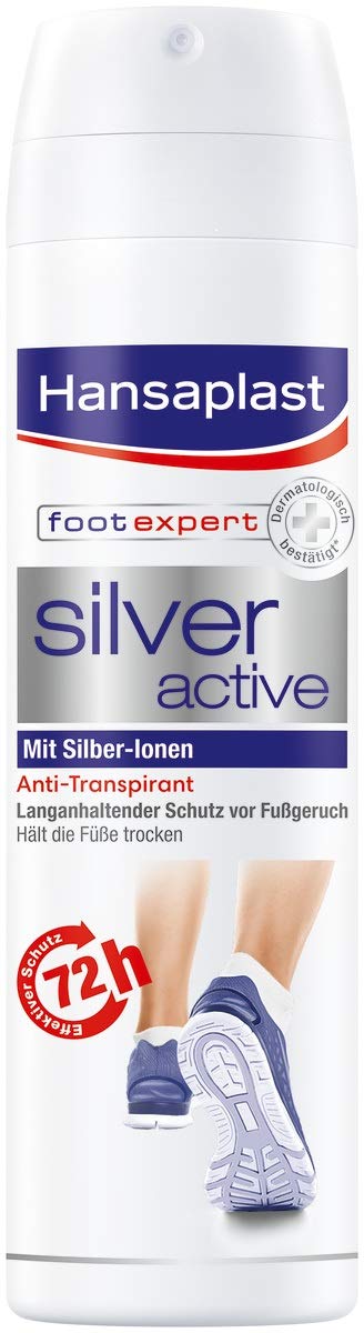 Hansaplast Silver Active foot spray (150 ml), foot deodorant antiperspirant with 72 hours of protection against foot odor and sweat, active complex with silver ions 1 - NewNest Australia