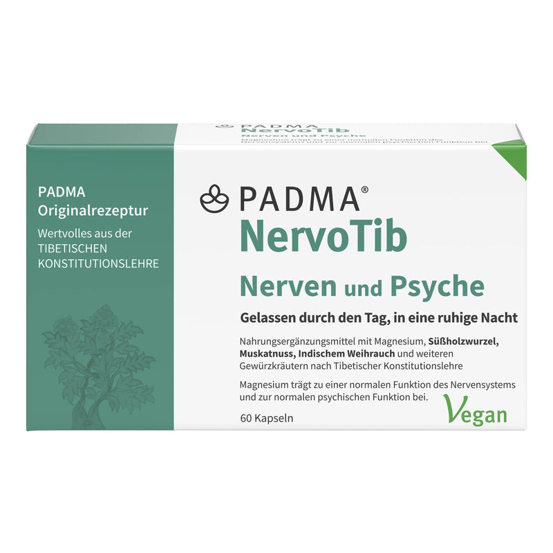PADMA NervoTib Tibetan herbal formula with magnesium. This supports nerves, psyche, energy metabolism and reduces fatigue. 60 capsules single - NewNest Australia