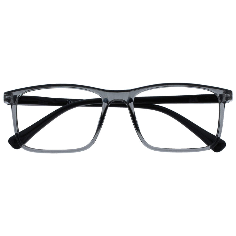 Opulize Ink Distance Glasses Nearsightedness Large Rectangular Frame Spring Hinges Scratch Resistant Gray Men Women M4-7 -1.00 -1.00 Diopters (Pack of 1) Transparent Gray Front with Black Arms - NewNest Australia