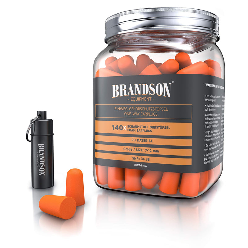 Brandson - Ear Plugs For Hearing Protection 140 Pieces Xxl Pack - High Attenuation 34 Db Snr - For Snoring Construction Noise Concert Disco Diy Workplace - Aluminum Tin - Ear Plugs - Colour: Orange - NewNest Australia