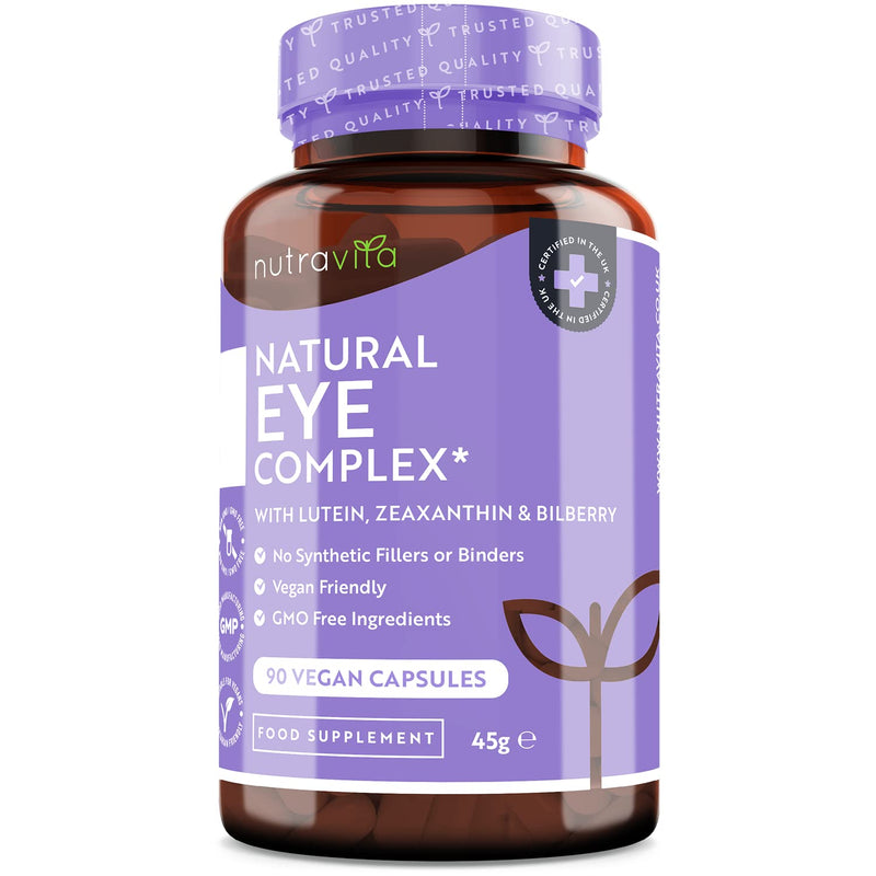 Natural Eye Capsules - High Dose With 20 Mg Lutein, 2.5 Mg Zeaxanthin, Blueberry Extract, Vitamin A, B12 & Zinc - 90 Vegan Capsules - No Unwanted Additives - 3 Month Supply - NewNest Australia