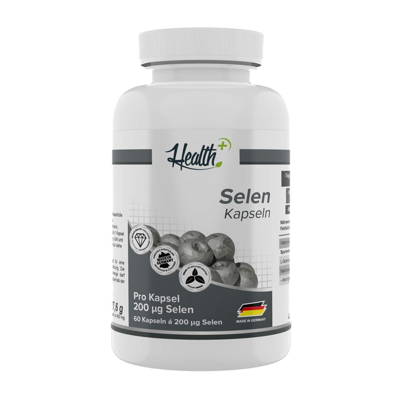 Health+ Selenium - 60 capsules with 200 mcg, essential trace element for maintaining normal hair and nails, with sodium selenite & L-selenomethionine, Made in Germany - NewNest Australia