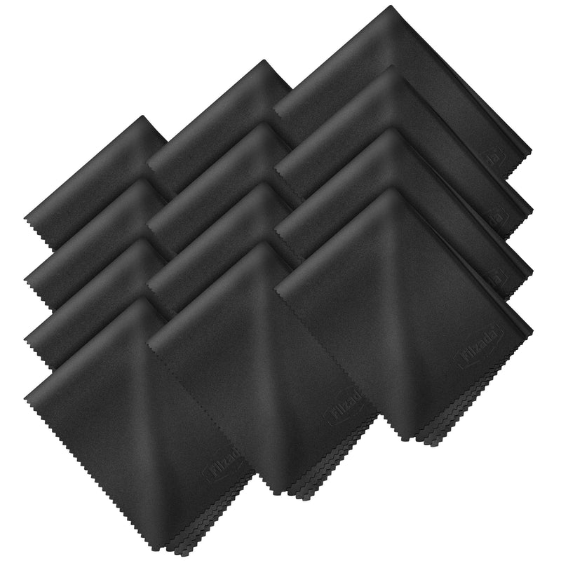 Filzada® 12x glasses cleaning cloths black [20x20cm] optician quality - lint-free microfiber glasses cleaning cloth - display cloth for cleaning glasses, smartphone, camera 12x glasses cloth - NewNest Australia