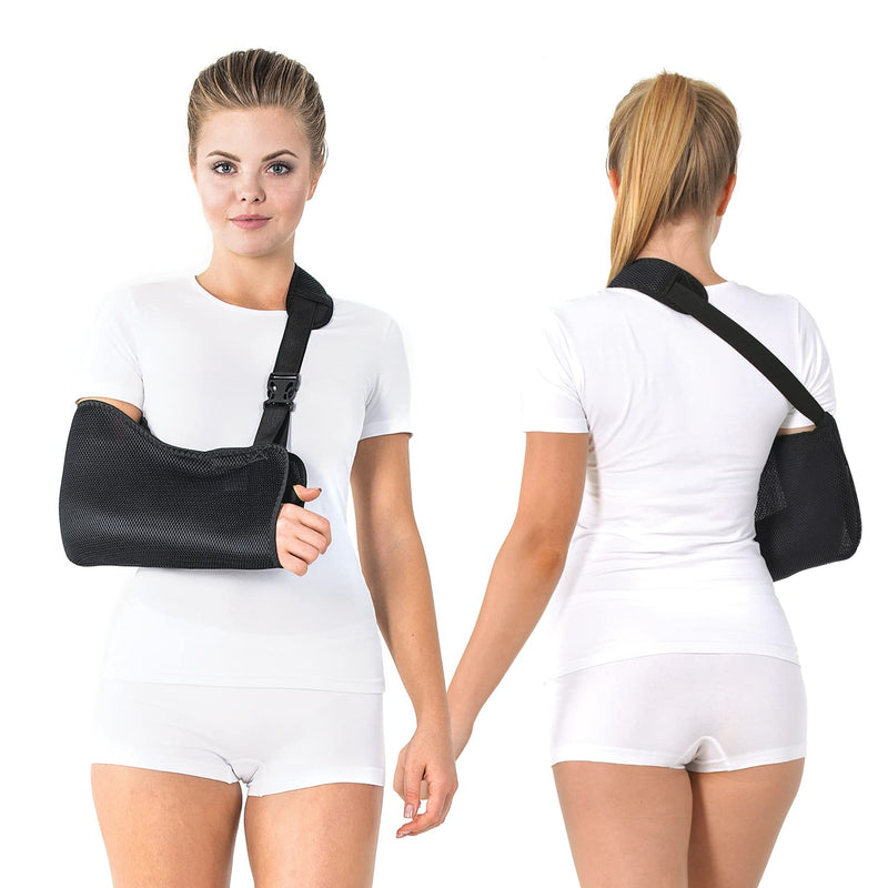 TOROS-GROUP Breathable Arm Sling with Soft Padded Shoulder Strap - Black - X-Small - NewNest Australia