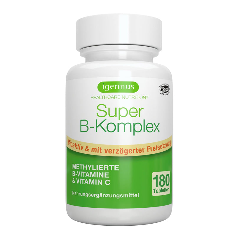 Super B-Complex Vegan Vitamin B Complex In Bioactive Form, Carefully Dosed For Maximum Biological Activity, With Folic Acid/Folate, D-Biotin, B6 & B12, 180 Tablets - NewNest Australia
