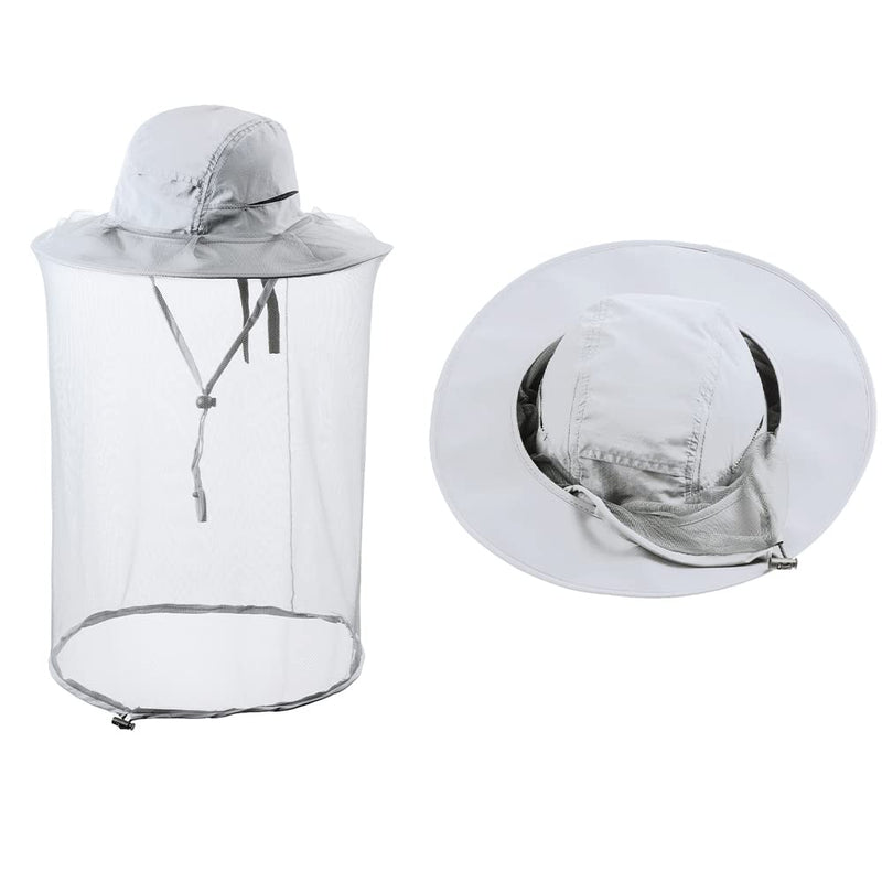 HunterBee Mosquito Net Hat Insect Hats with Net Beekeeper Beekeeping Veil Hat Safari Hiking Gardening Mesh Hood Light Gray - NewNest Australia