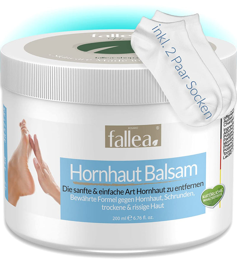 Fallea Callus Balm | Overnight against calluses | 10% urea, jojoba oil, tea tree oil, arnica | Treatment of calluses, cracks, dry skin | Callus remover (incl. 2 pairs of socks 40-44) 200 ml + 2 pairs of socks 40-44 - NewNest Australia