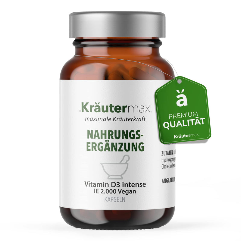 Kr√§Utermax Vitamin D3 Intense | Vitamin D3 High Dose Vegan | Vitamin D Capsules | High Dose Vitamin D3 According To The Herbal Max Original Formula | Naturally Without Gelatine | 1 X 90 Pieces - NewNest Australia