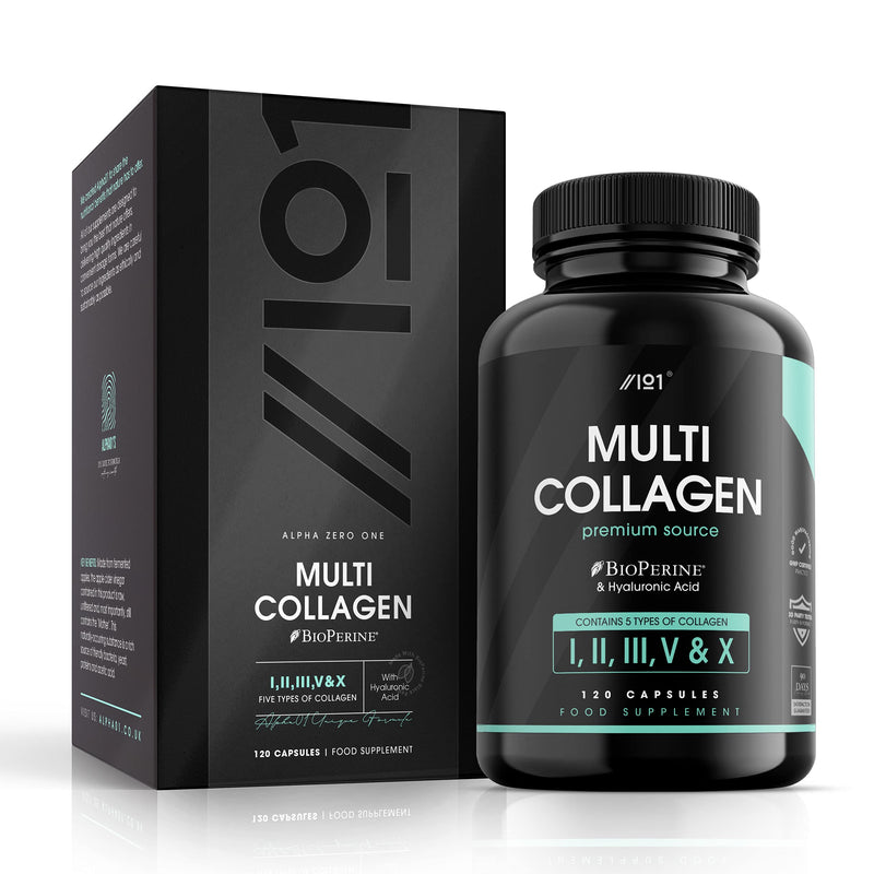 Collagen Complex Capsules - 5 Types Of Collagen From Food - Hydrolyzed Grass-Fed Beef, Wild-Caught Seafood And Free-Range Chicken, Hyaluronic Acid And Bioperine, 120 Pieces (1 Pack) 1 Pack - NewNest Australia