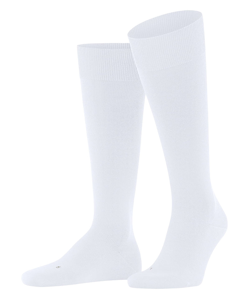 Falke Lufthansa Travel & Comfort Men'S Ultra Energizing Knee Socks Cotton Black White Many Other Colors Support Stockings Without Pattern Strong Compression Travel Long Standing Flights 1 Pair, White (White 2000) - NewNest Australia