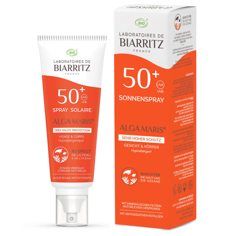 Laboratoires de Biarritz - Sun spray SPF50+ ALGA MARIS® organic certified - Face and body - For babies, children and adults - Light fluid texture - 100ml - Made in France SPF50+ 100.00 ml (pack of 1) - NewNest Australia