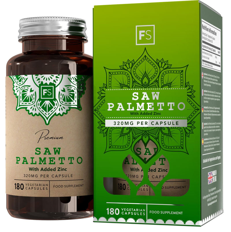 Fs Saw Palmetto Extract High Dose Capsules Saw Palmetto 320 Mg 20:1 Extract With Zinc - 180 Vegan Capsules For Prostate Health Milk, Gluten And Allergen Free | Non-Gmo | Iso Certified - NewNest Australia