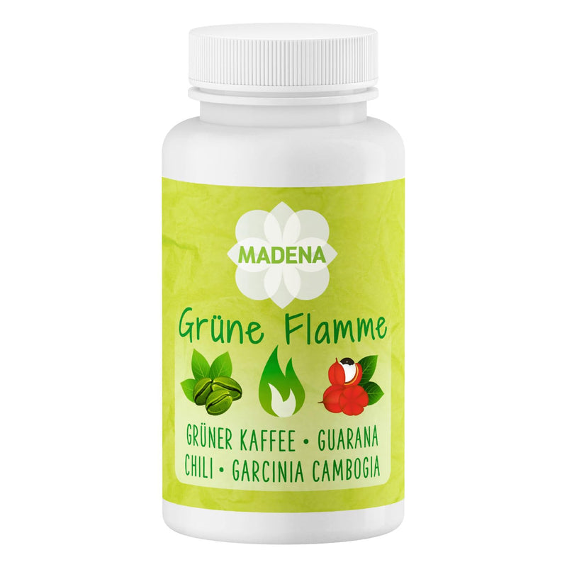 MADENA Green Flame | high dosage in pharmacy quality | Green coffee extract Guarana Konjac root Garcinia Cambogia + Chili extract L-Carnitine 100 caps. - NewNest Australia