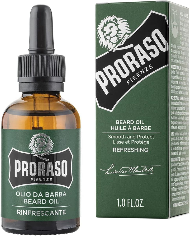 Proraso beard oil GREEN Refreshing - classic with menthol and eucalyptus, silicone-free - for normal skin, 30 ml - NewNest Australia