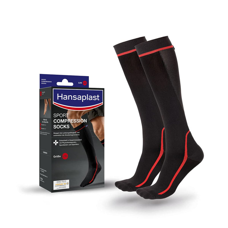 Hansaplast Sport Compression Socks, sports compression stockings to support muscles, knee socks promote muscle regeneration, 1 pair, size L/XL L/XL (pack of 2) - NewNest Australia
