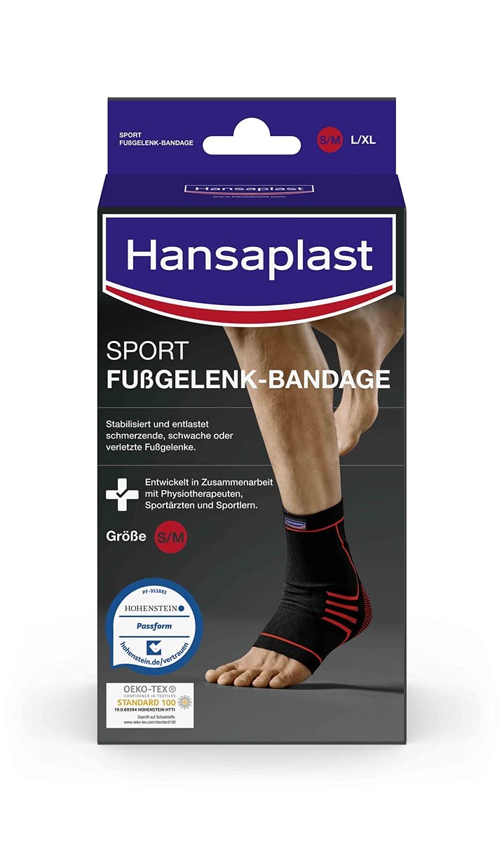 Hansaplast Sport ankle bandage, ankle bandage protects and supports the joint, ankle bandage suitable for the right and left ankle, size S/M (pack of 1) S/M (pack of 1) - NewNest Australia