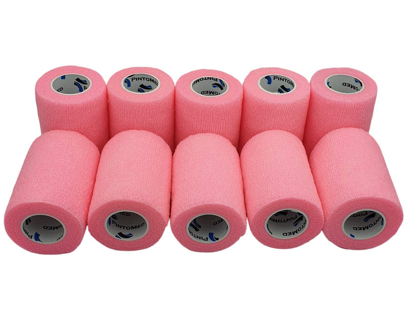 Pintomed Self-Adhesive Bandage Stretched - 10 X Pink Bandages Rolls - 7.5 Cm X 4.5 M Cohesive Bandage Bandage Fixation Bandage Self-Adhesive Health Plaster Sports Tape Piece For Wrist Leg Arm Vet Wrap - NewNest Australia