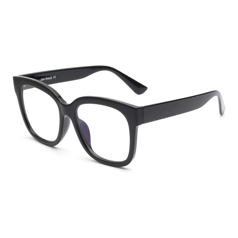 JIM HALO Blue Light Blocking Glasses for Women Oversized Square Computer Glasses Metal CP Temple Black - NewNest Australia