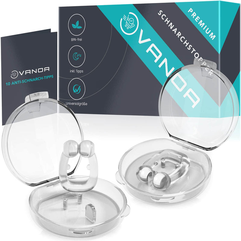 Vanoa Premium Snore Stopper, Set Of 2 Including Anti-Snoring Tips ‚ Relaxed And Peaceful Sleep ‚ Nose Clip Against Snoring ‚ Bpa-Free ‚ Odorless ‚ Universal Size Transparent - NewNest Australia