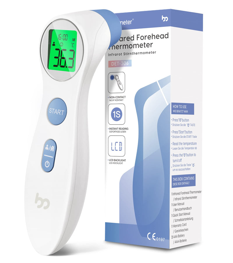 Fever thermometer for babies, children and adults, contactless forehead thermometer, infrared digital thermometer with immediate accurate reading, fever alarm, white - NewNest Australia