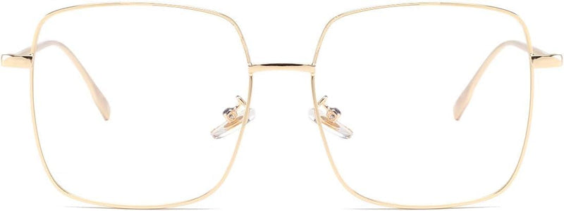 Dollger Blue Light Filter Glasses for Women Men Blue Light Blocking Glasses Square Metal Large Frame Glasses Anti Blue Light PC TV Gaming Gold - NewNest Australia