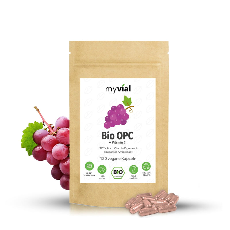 Organic OPC grape seed + aronia powder + organic vitamin C (acerola) capsules 120 pieces vegan high dosage 420mg per capsule from German grapes Laboratory tested from Germany Vegan - NewNest Australia