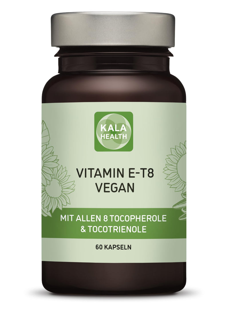 Kala Health Vitamin E-8 60 Vegan Capsules - Contains all 8 known forms of vitamin E, including 4 tocotrienols (40mg) and 4 tocopherols of excellent quality, and from natural sources - NewNest Australia