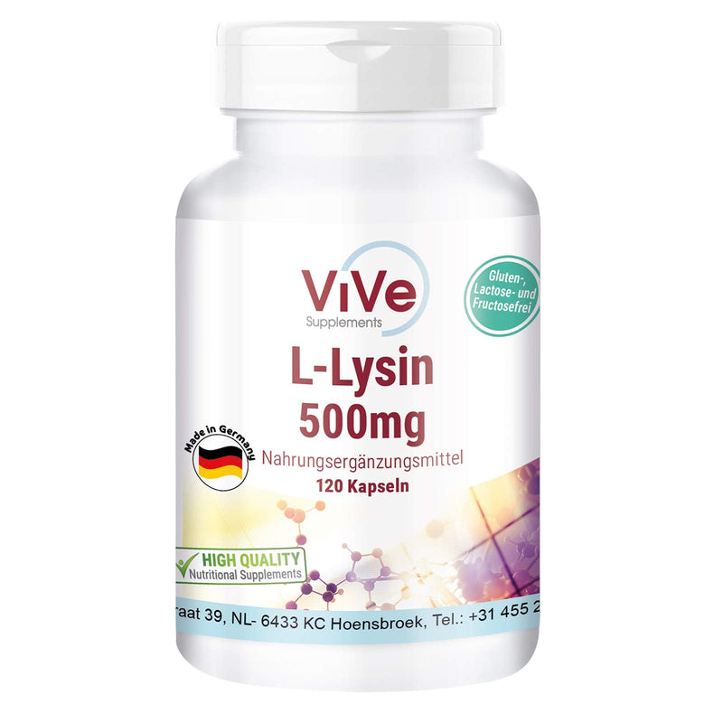 Lysine Capsules - 500mg - 120 Capsules - High Dose - Vegan | Quality from Germany from ViVe Supplements - NewNest Australia