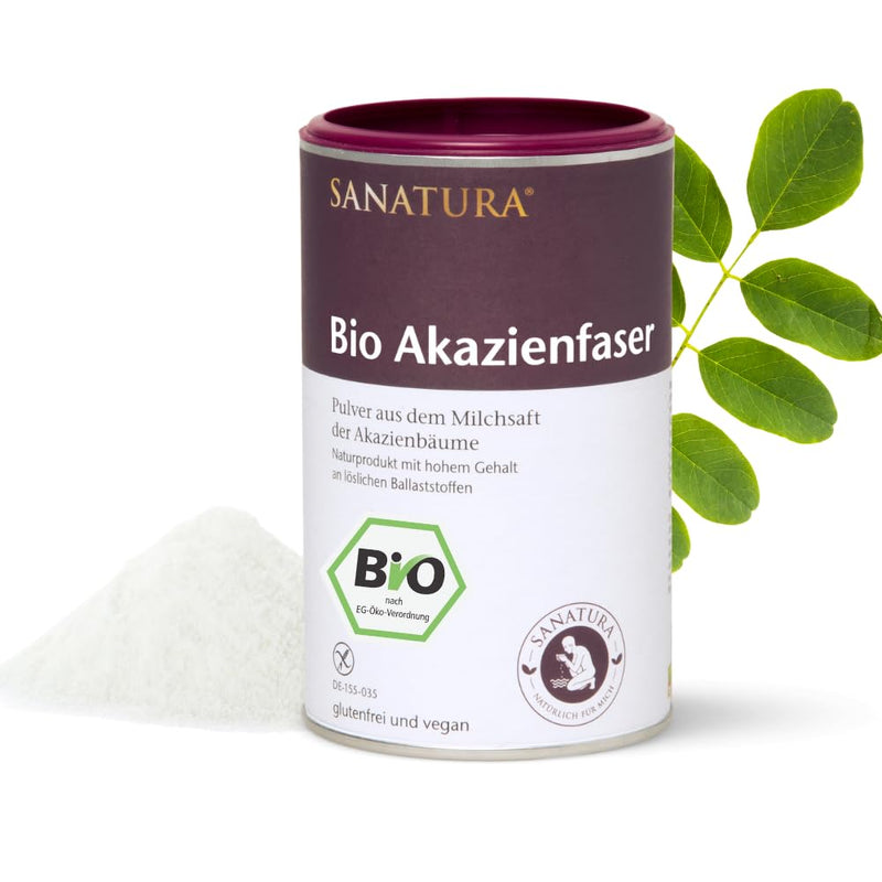 Sanatura acacia fiber powder organic - 180 g - valuable source of fiber from acacia fibers - soluble fiber - vegan, gluten-free and fructose-free - well tolerated - NewNest Australia