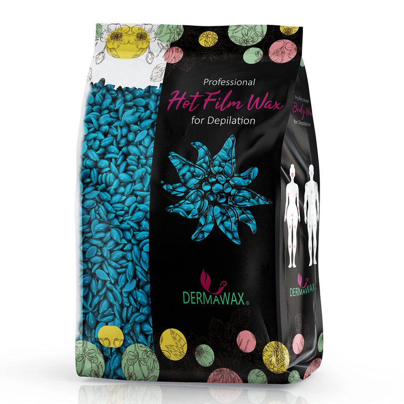 Dermawax Azulene Film Wax with Coconut Oil Hot Wax Hard Wax Waxing Beads Wax Beads for Professional Hair Removal Face Legs Arms Armpits Back Hair Removal (1 kg) 1 kg (Pack of 1) - NewNest Australia