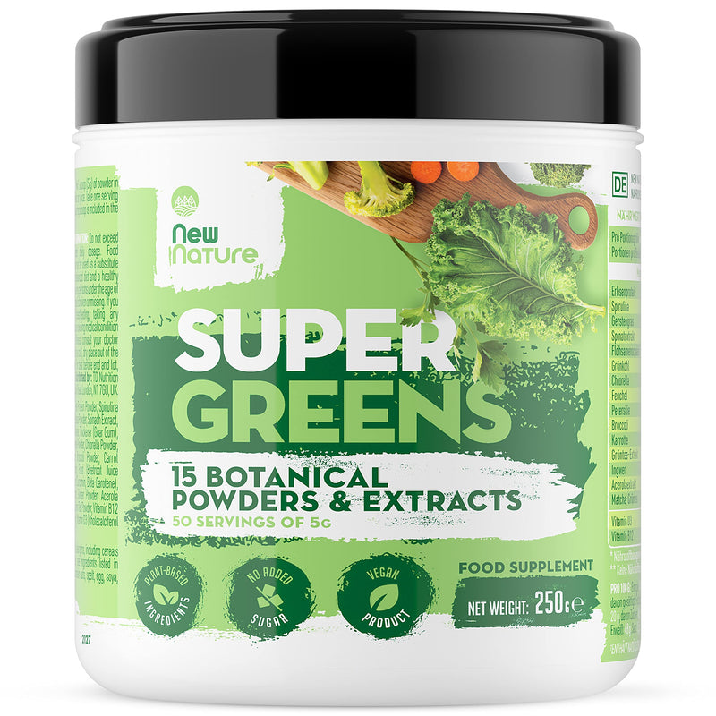 Super Greens 250 G Smoothie Powder Made From 15 Natural Superfoods, 50 Servings Suitable For Vegetarians And Vegans - No Artificial Ingredients And No Added Sugar - NewNest Australia