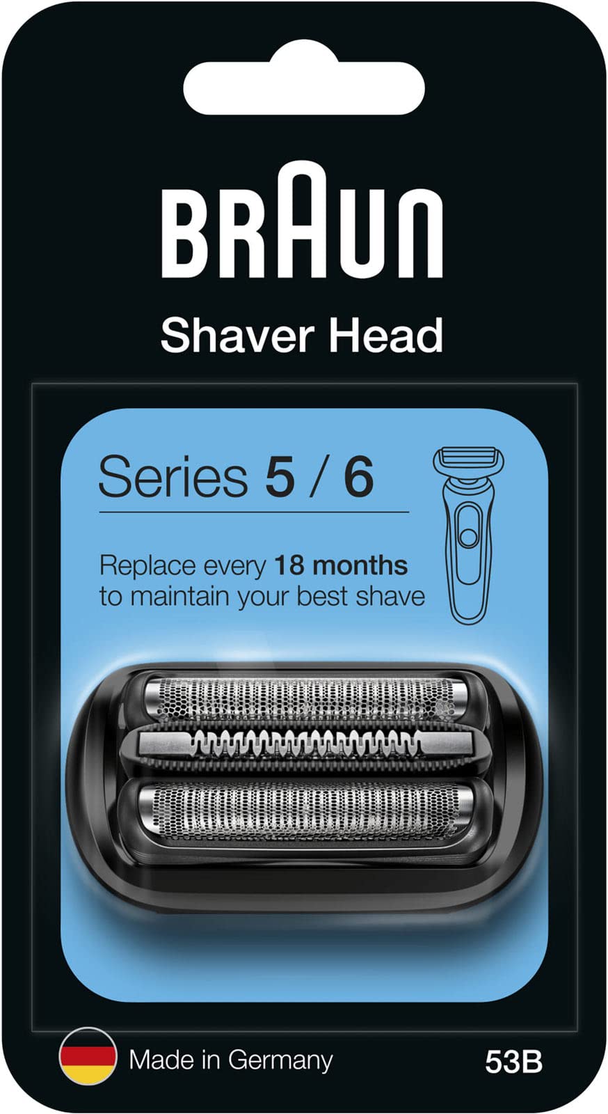 Braun Series 5 shaving head, electric razor, replacement shaving part compatible with men's razors Series 5 and 6 (models from 2020), 53B, black, pack of 1 single - NewNest Australia