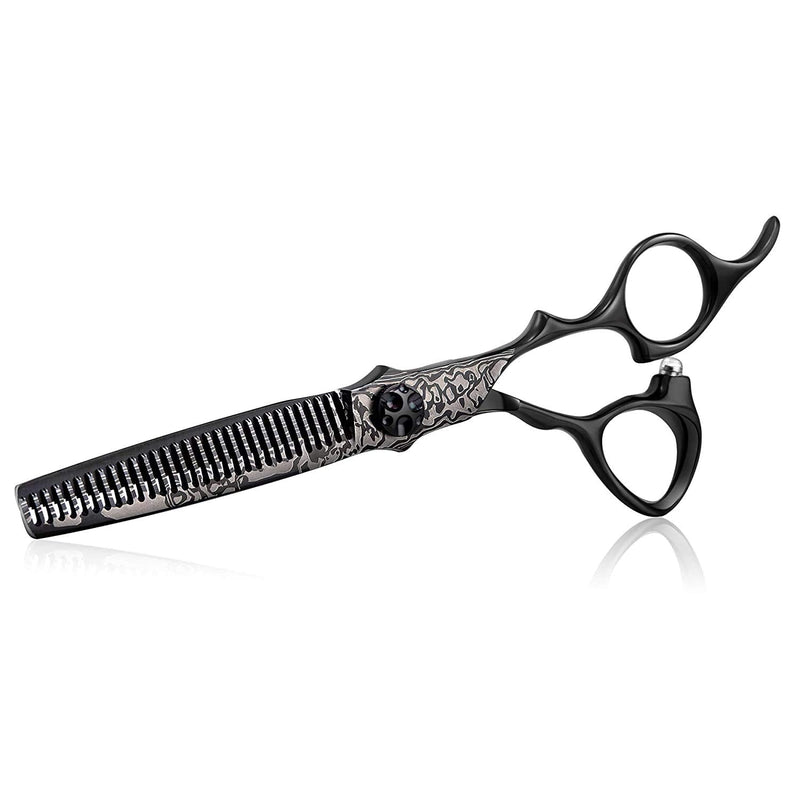 PURPLEBIRD Hair Scissors Hairdressing Scissors 6 Inch Thinning Scissors Sharp Hair Cutting Scissors Japanese 440C Stainless Steel for Men and Women Hair Cutting Scissors with Printed Damascus Stripe - Black - NewNest Australia