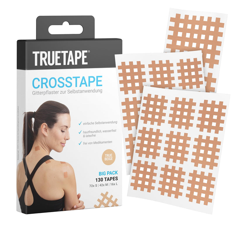 TRUETAPE grid tape/crosstapes - 130 grid plasters in a mix of sizes, acupuncture plasters including instructions, waterproof, strong glue, mix box mix pack - NewNest Australia