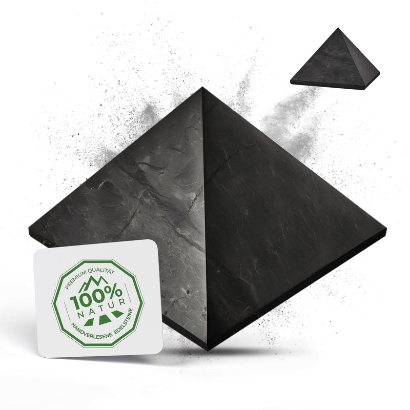 PURAJA Shungite Pyramid | Original from Karelia | Polished | Contains fullerenes | With certificate from the Zazhoginskij mine 10 cm (pack of 1) - NewNest Australia
